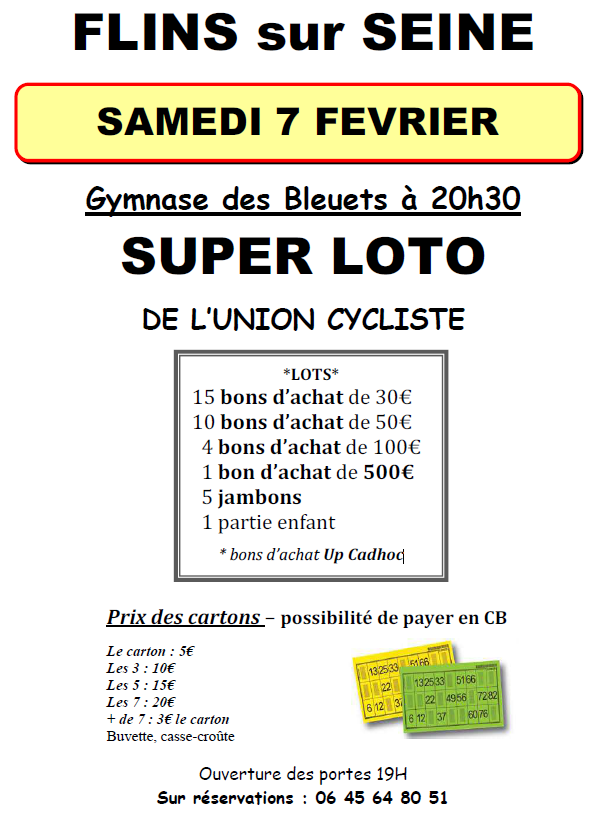 Le 7 Février LOTO de L'Union Cycliste Flinoise